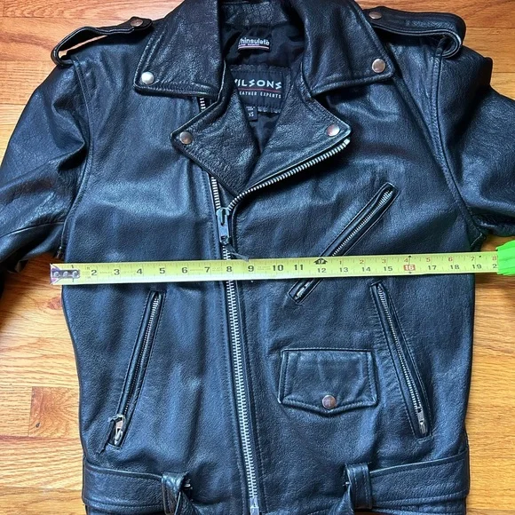 Wilsons Leather Black Biker Jacket - Picture 11 of 16